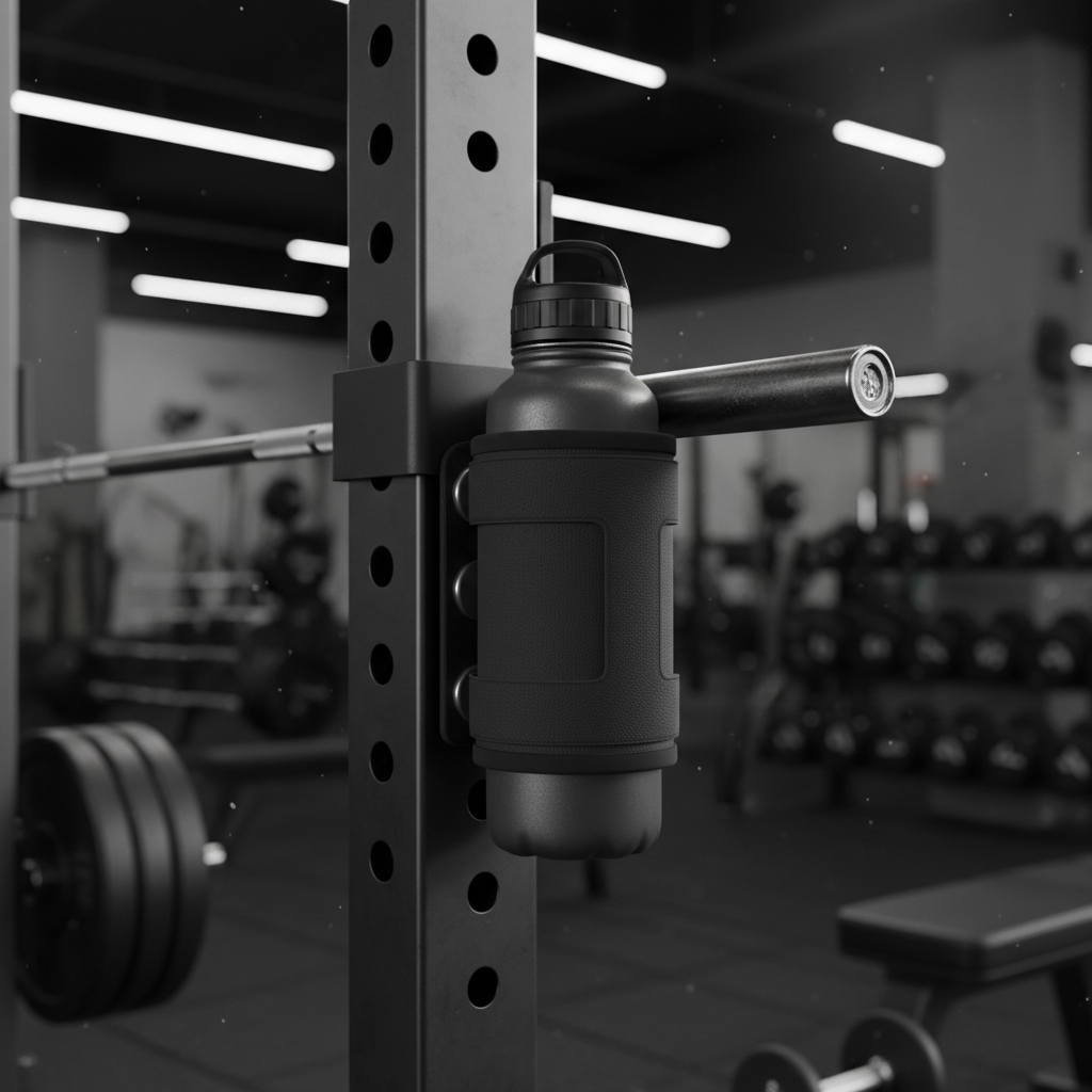 MagLift™ Heavy-Duty Magnetic Gym Sleeve attached to a metal squat rack